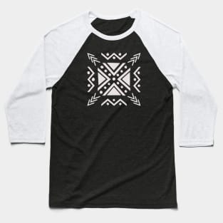 African tribal white color mudcloth motif on black Baseball T-Shirt